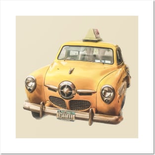 Vintage Taxi Yellow Cab Manhattan New York City Posters and Art